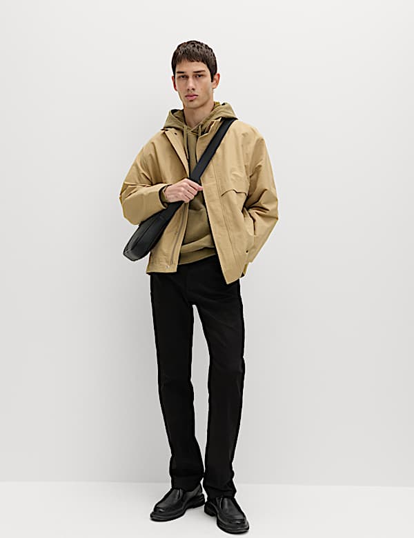 Cotton Rich Boxy Funnel Neck Bomber Jacket - CY