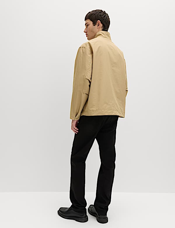 Cotton Rich Boxy Funnel Neck Bomber Jacket - CY