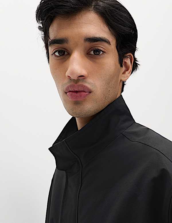 Cotton Rich Boxy Funnel Neck Bomber Jacket - JP