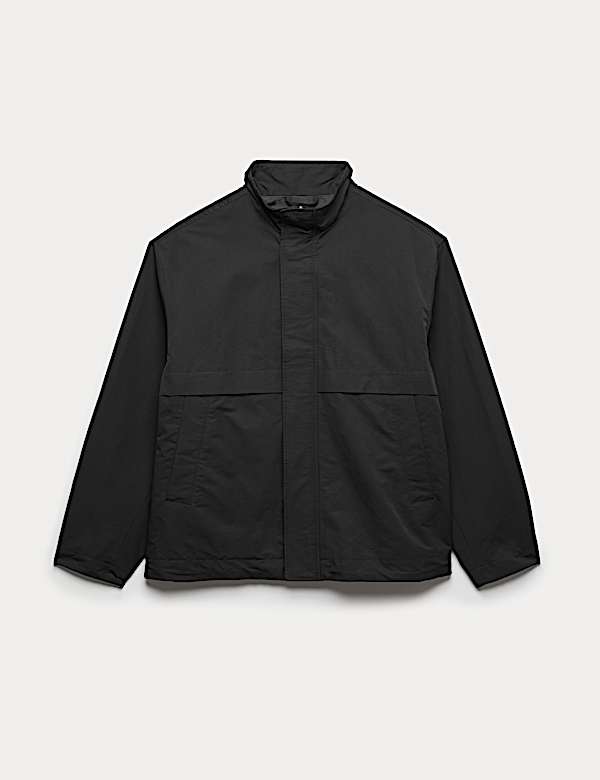 Cotton Rich Boxy Funnel Neck Bomber Jacket - JP