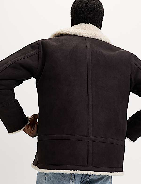 Faux Suede Aviator Jacket - RO