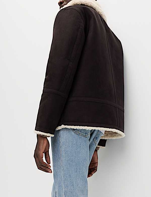 Faux Suede Aviator Jacket - RO