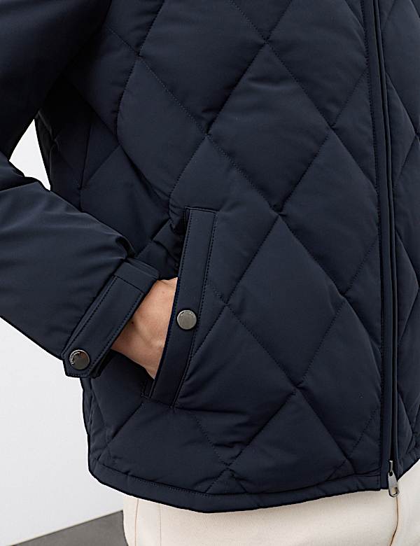 Diamond Quilted Collared Jacket