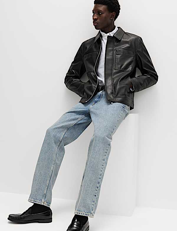 Faux Leather Trucker Jacket - KR