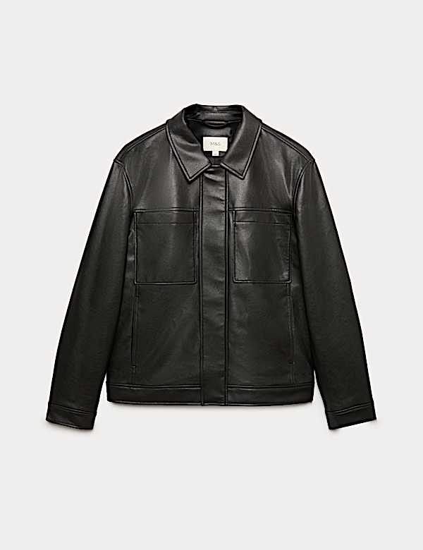 Faux Leather Trucker Jacket - KR