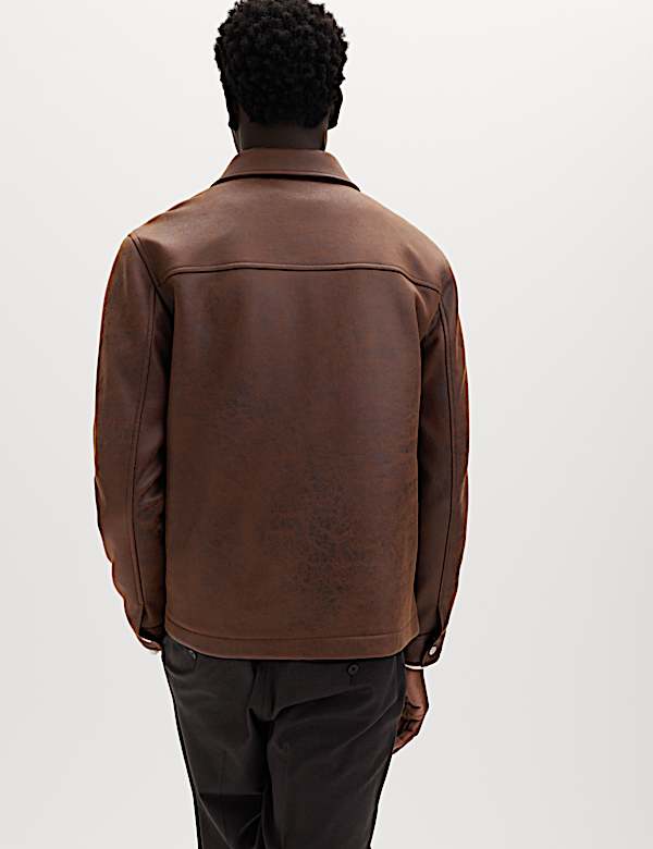 Faux Leather Trucker Jacket - NZ