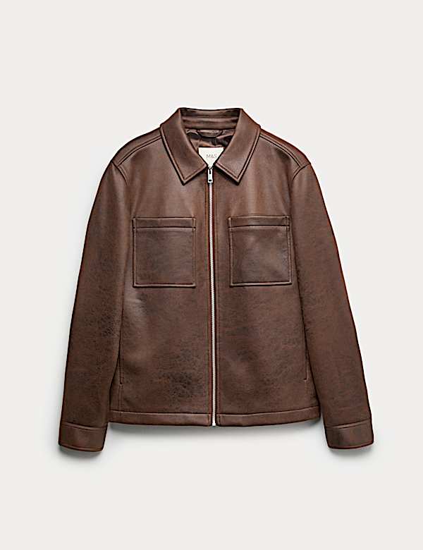 Faux Leather Trucker Jacket - NZ