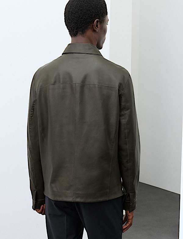 Grained Bonded Leather Overshirt - SE