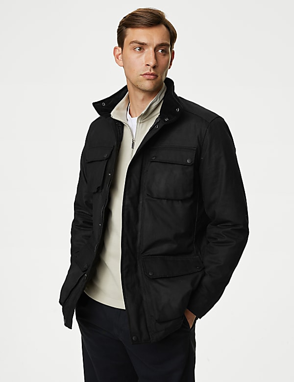 Pure Cotton Wax Parka Jacket with Stormwear