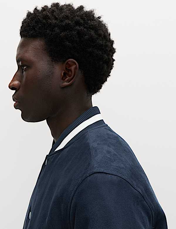 Gef&uuml;tterte Bomberjacke in Wildlederoptik - AT