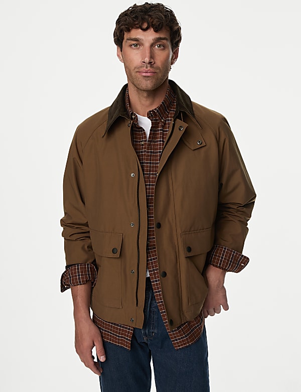 Cotton Blend Harrington Jacket with Stormwear BLACK Jackets M S PT