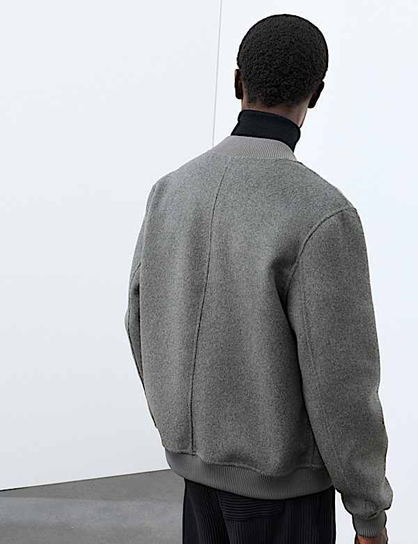 Blouson double face en laine m&eacute;lang&eacute;e - LU