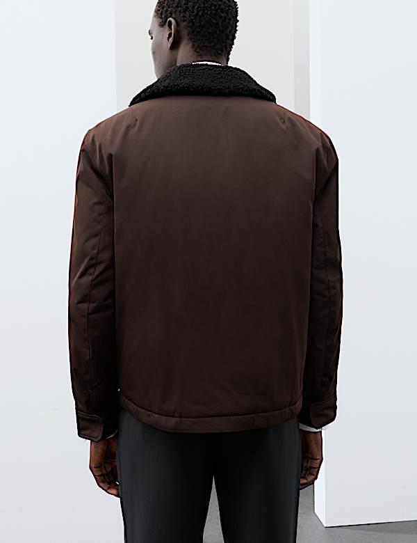 Faux Shearling Collar Jacket - UA