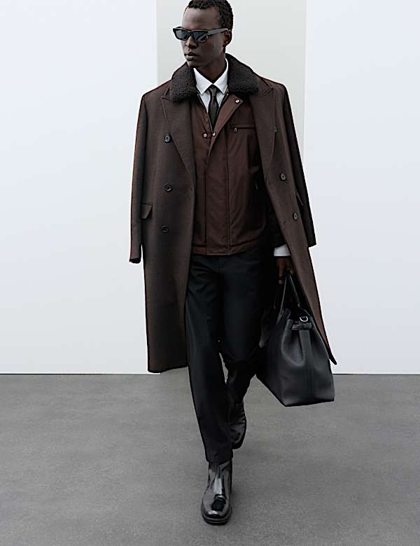 Faux Shearling Collar Jacket - UA