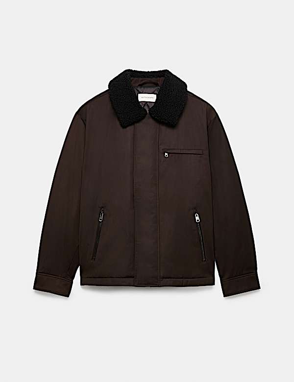 Faux Shearling Collar Jacket - UA