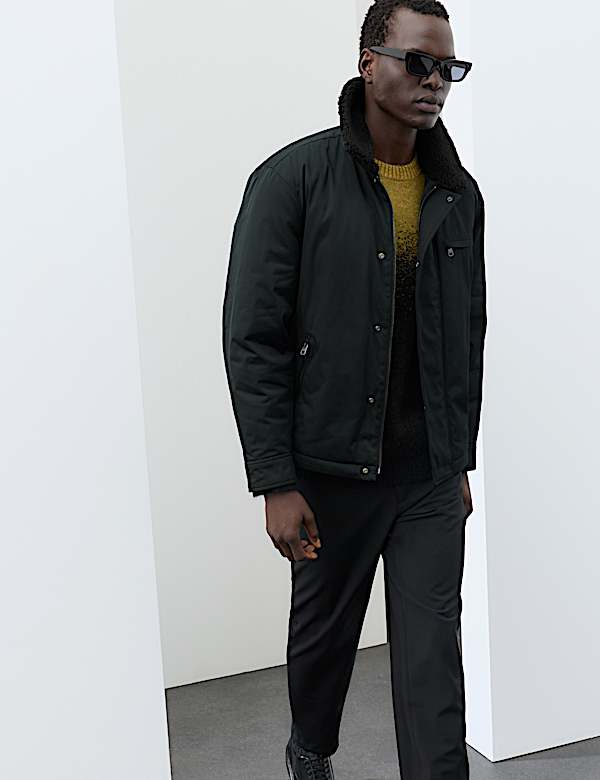 Nylon jack met kraag van shearling - BE