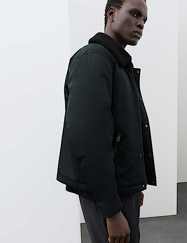 Nylon jack met kraag van shearling - BE