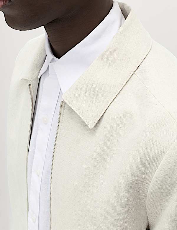 Chaqueta Harrington ligera con mezcla de lino - US