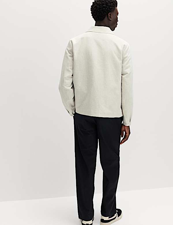 Chaqueta Harrington ligera con mezcla de lino - US