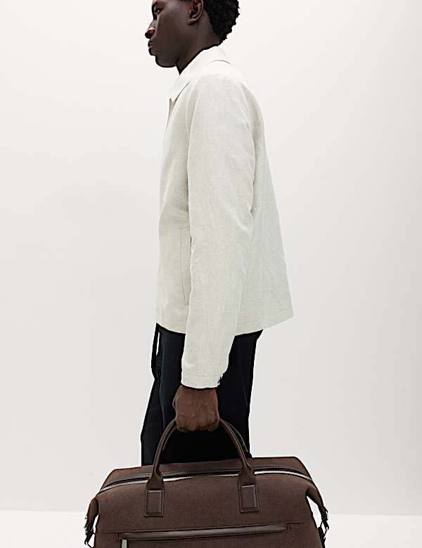 Chaqueta Harrington ligera con mezcla de lino - US