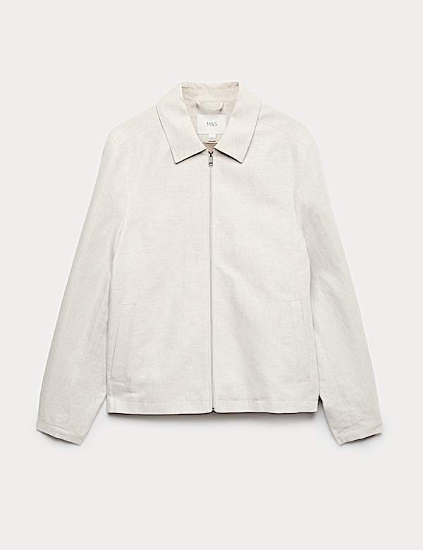 Chaqueta Harrington ligera con mezcla de lino - US