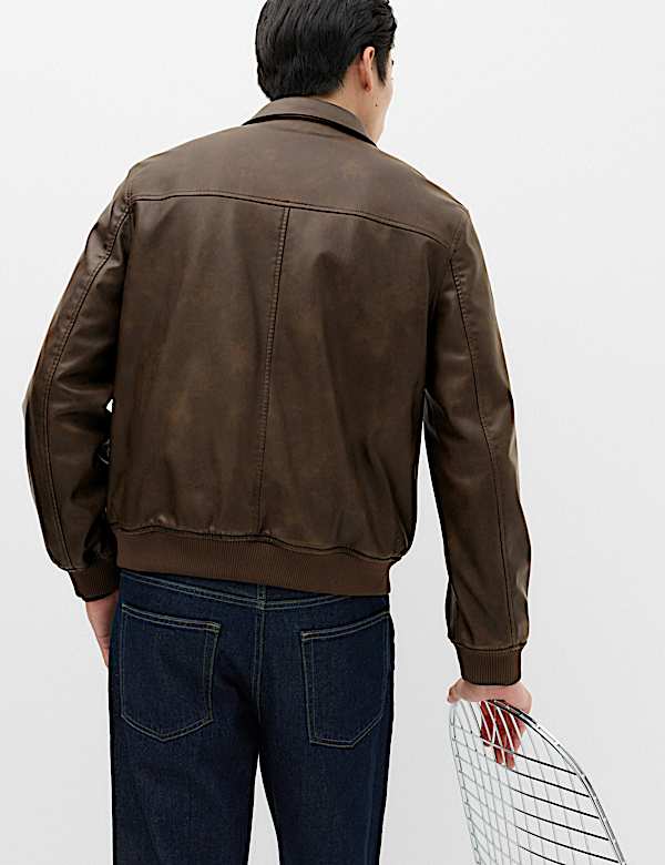 Faux Leather Harrington Jacket - CH