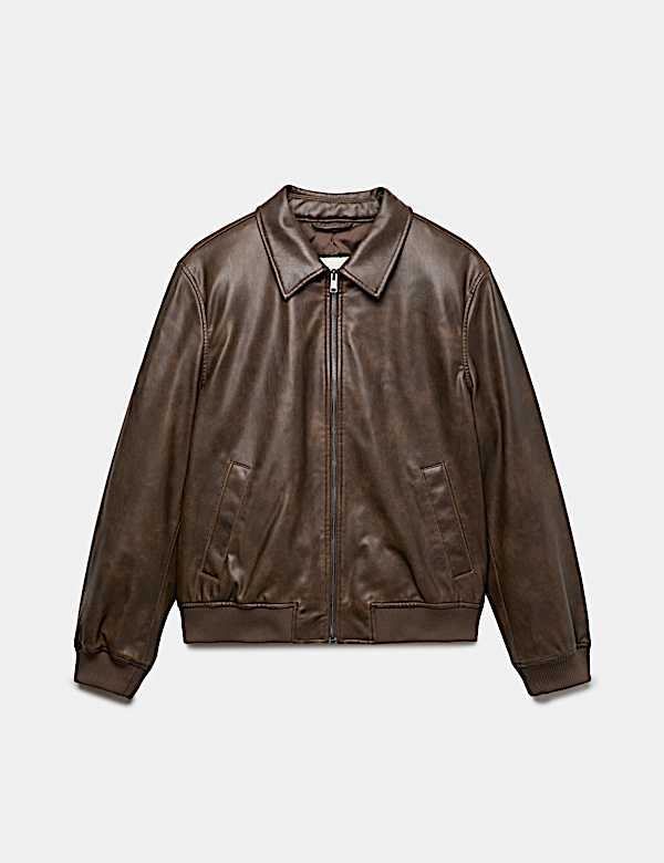 Faux Leather Harrington Jacket - CH