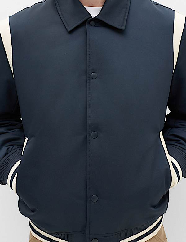 Satin Padded Varsity Bomber Jacket - DE
