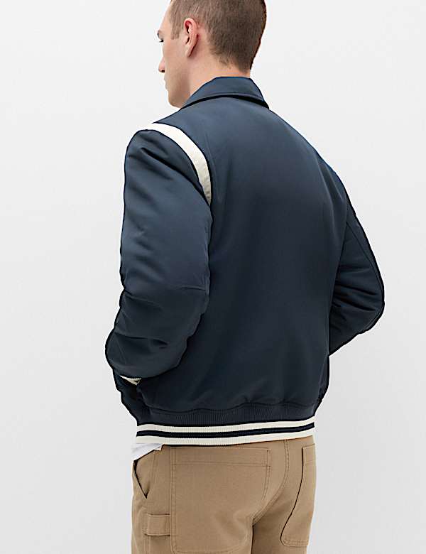 Satin Padded Varsity Bomber Jacket - DE