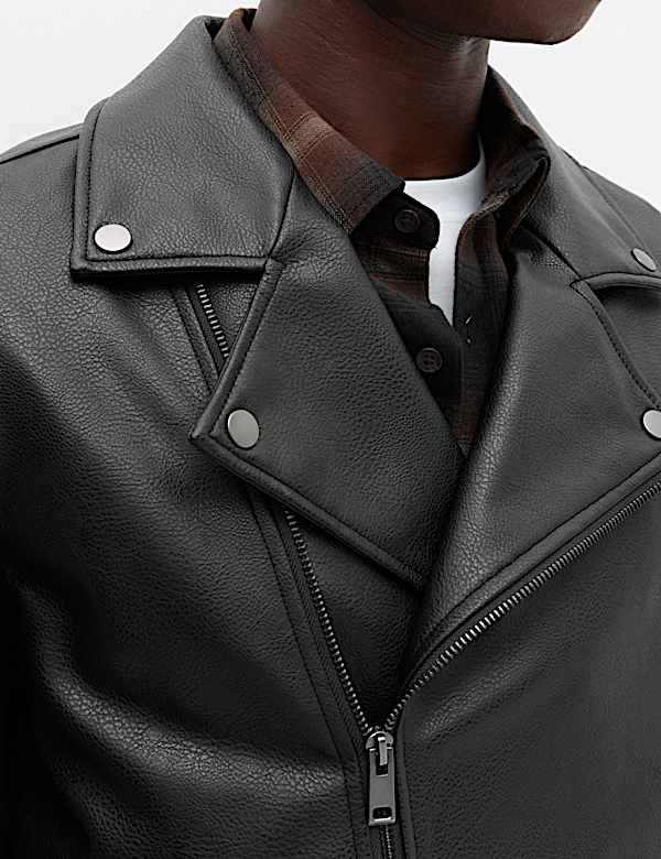 Faux Leather Biker Jacket - BE