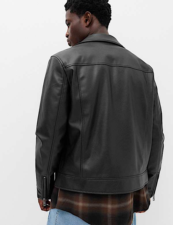 Faux Leather Biker Jacket - BE