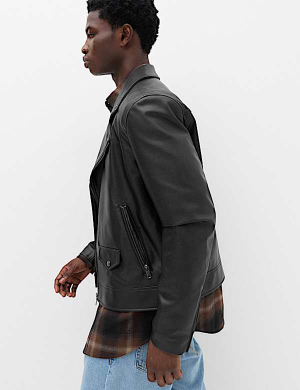 Faux Leather Biker Jacket - BE