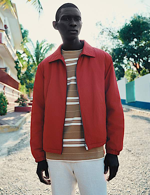 Zip Through Padded Harrington Jacket