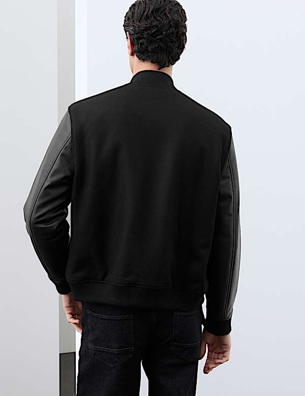 Wool Blend Bomber Jacket - AL