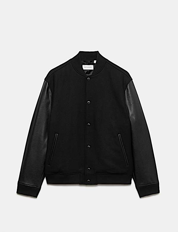 Wool Blend Bomber Jacket - AL