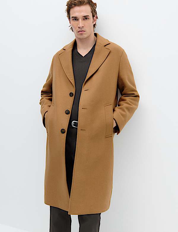 Wool Blend Revere Coat