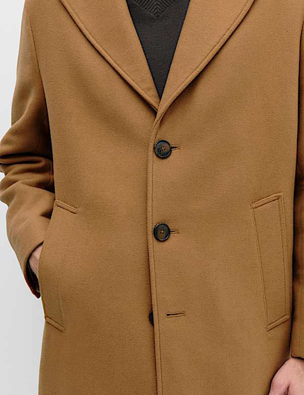 Relaxed Fit Wool Blend Revere Overcoat - JP