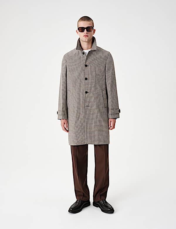 Wool Blend Textured Padded Long Coat - FR