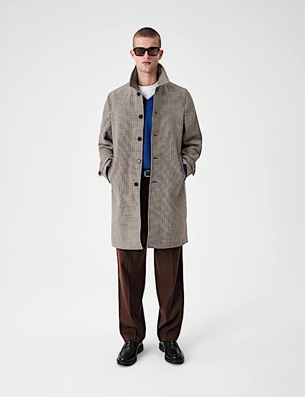 Wool Blend Textured Padded Long Coat - FR