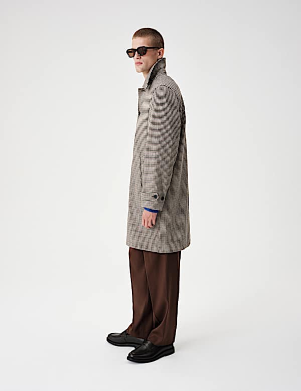 Wool Blend Textured Padded Long Coat - FR
