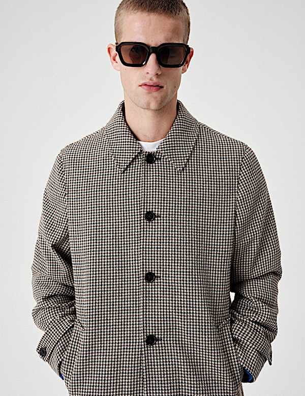 Wool Blend Textured Padded Long Coat - FR