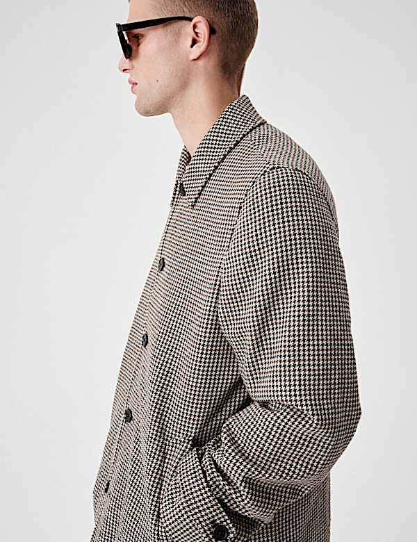 Wool Blend Textured Padded Long Coat - FR