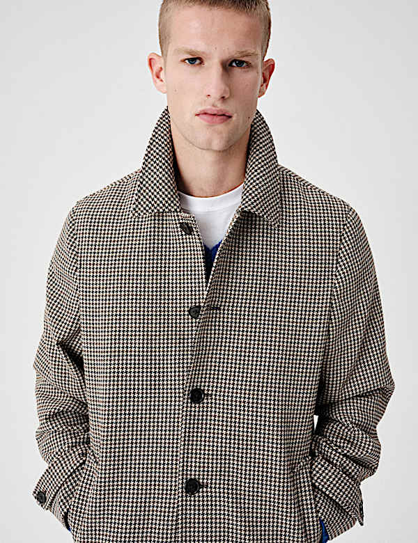Wool Blend Textured Padded Long Coat - FR
