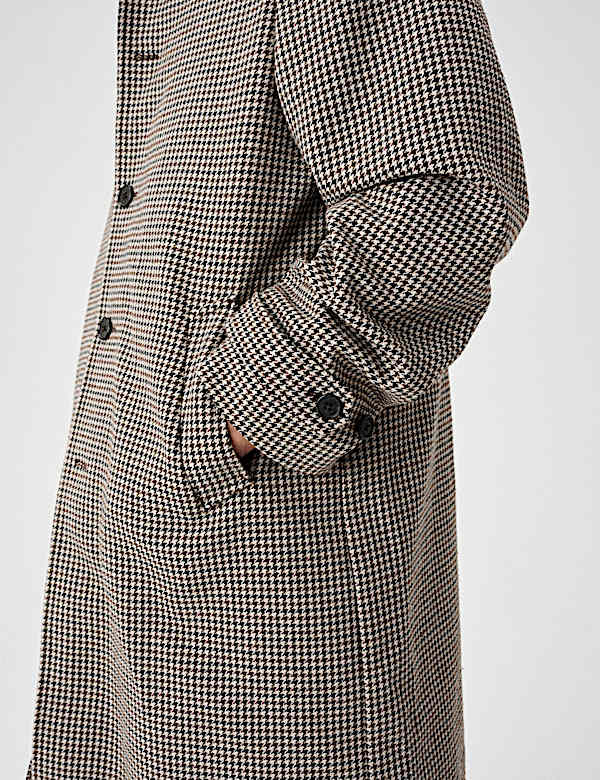 Wool Blend Textured Padded Long Coat - FR