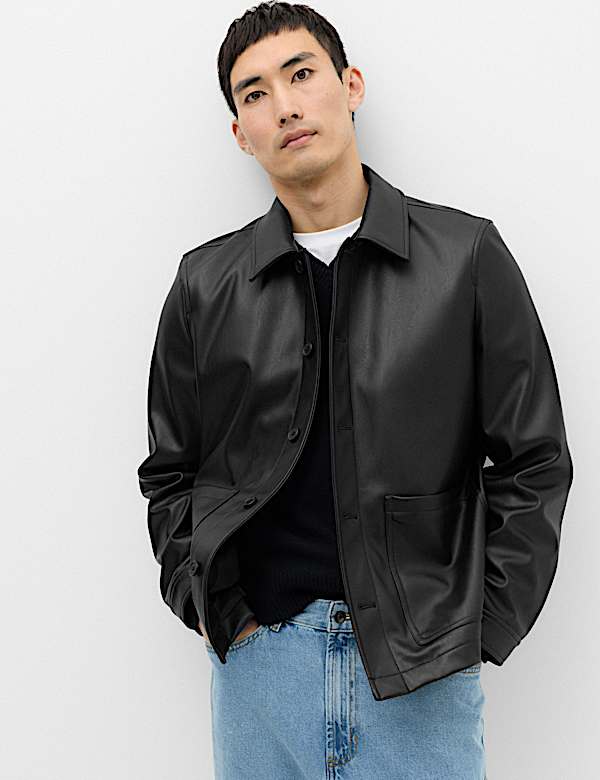 Faux Leather Chore Jacket