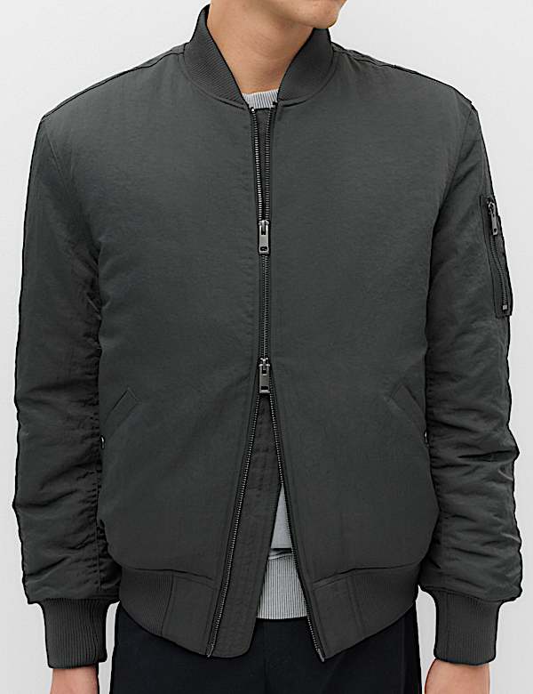 Textured Padded Bomber Jacket - VN