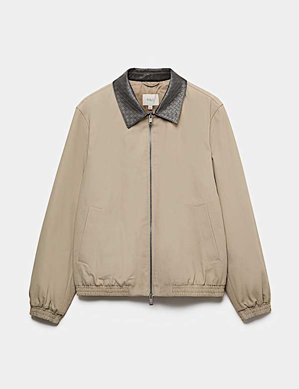 Pure Cotton Contrast Collar Harrington Jacket - KG