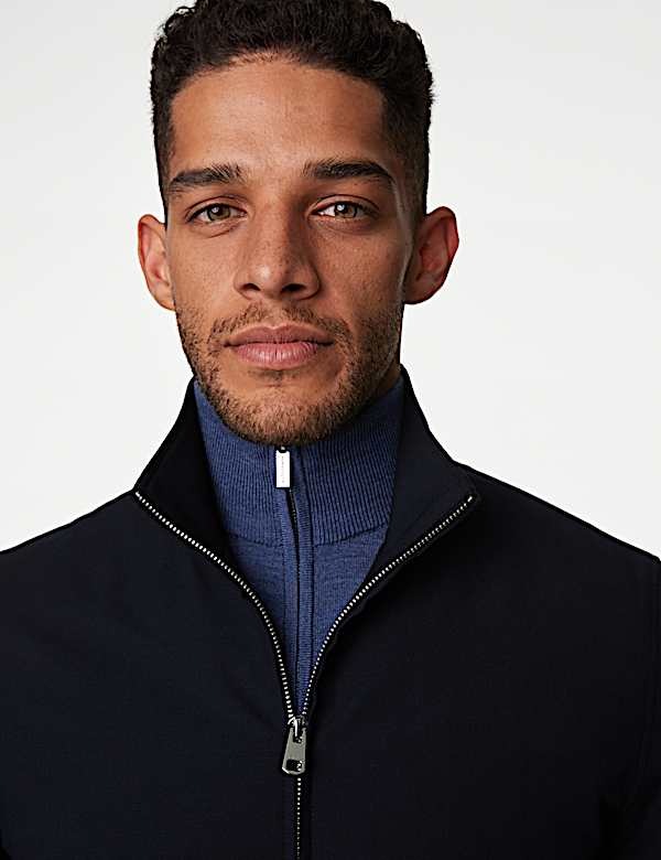 Funnel Neck Stretch Bomber Jacket