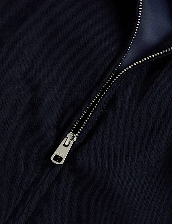 Funnel Neck Stretch Bomber Jacket