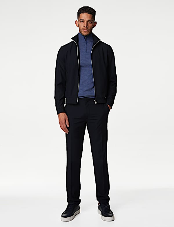 Funnel Neck Stretch Bomber Jacket